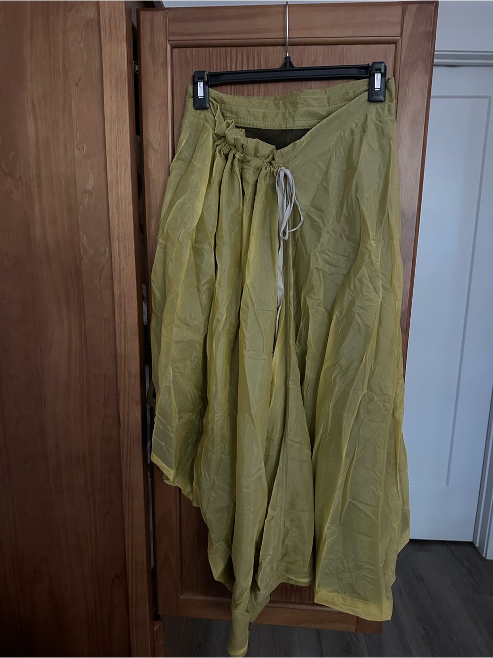 Ann Demeulemeester F/W 2000 Asymmetrical Parachute Skirt in Olive Green
